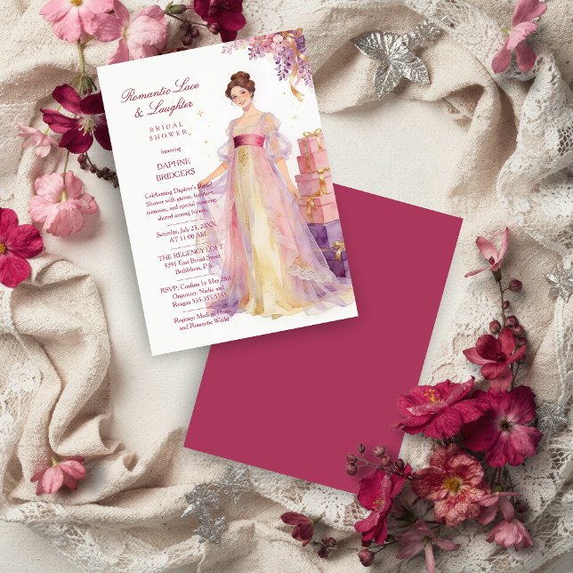 Invitation Romantic Pastel Regency Lady Floral Wisteria (Romantic Pastel Regency Lady Floral Wisteria Bridal Shower Invitation Card. )