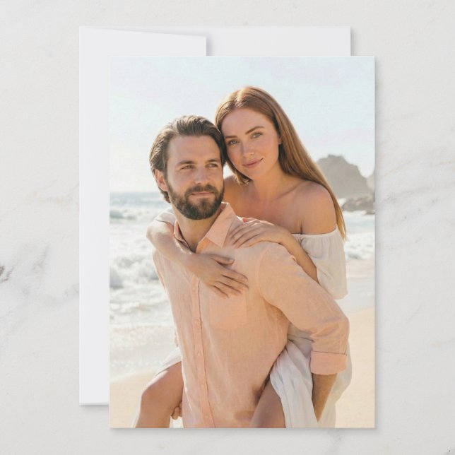 Invitation Romantic Peach Beach Photo (Devant)