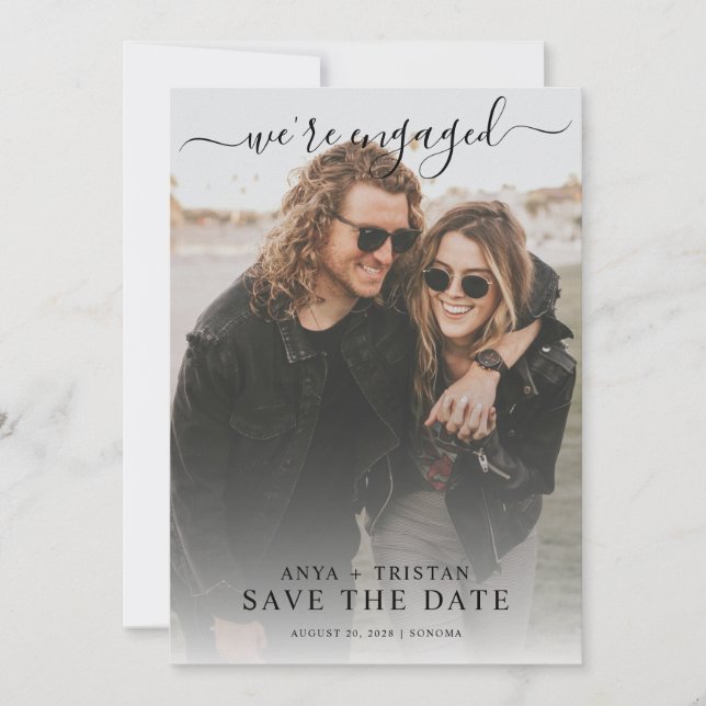 Invitation Romantic Photo Wedding Save The Date  (Devant)