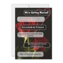 Romantic Red Roses Abstract Heart Love Wedding Inv