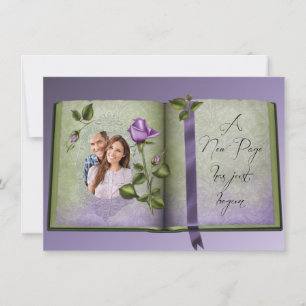 Invitation Romantic Retro Love Book Purple Wedple Invite