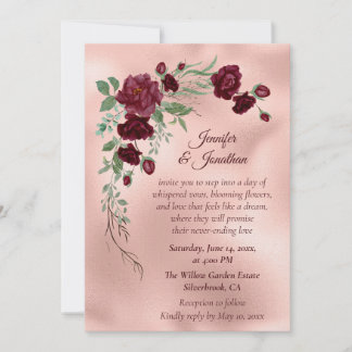 Invitation Romantic Rose Gold Floral Customizable Wedding