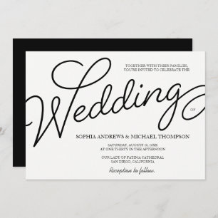 Invitation Romantic Simple Mariage noir et blanc