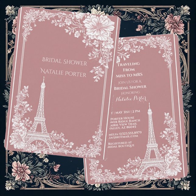 Invitation Romantic Traveling from Miss to Mrs Bridal Shower  (Romantic Traveling from Miss to Mrs Bridal Shower Invitation)