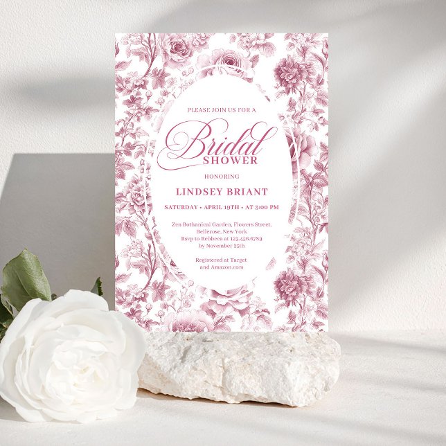 Invitation Romantic Velvet Rose Floral Bridal Shower Invite (Romantic Velvet Rose Floral Bridal Shower Invitation)