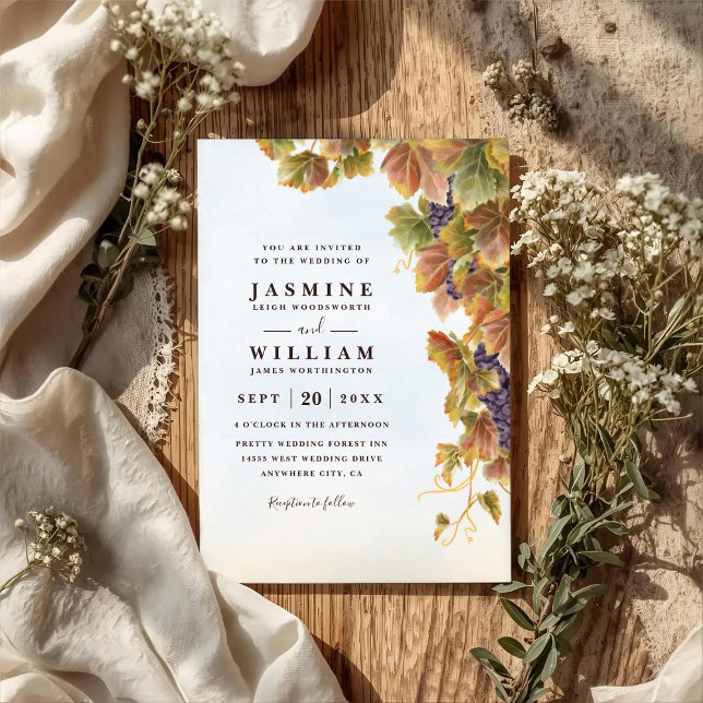Invitation Romantic Vineyard Rustic Elegant QR Code Wedding (Créateur téléchargé)