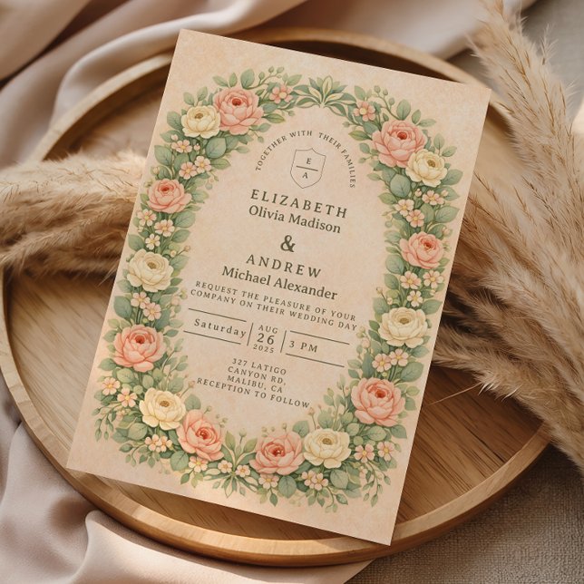 Invitation Romantic Vintage Rose Arch Wedding (Créateur téléchargé)