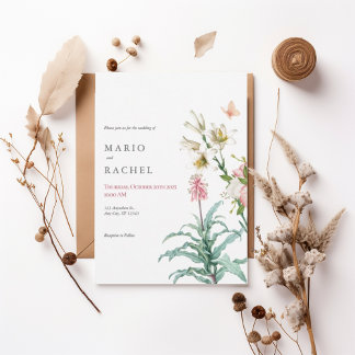 Invitation Romantic Watercolor Floral Garden Invite