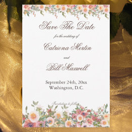 Invitation Romantic Watercolor Floral Save the Date Card