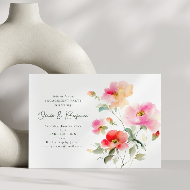 Invitation Romantic Watercolor Garden Engagement Party (Créateur téléchargé)