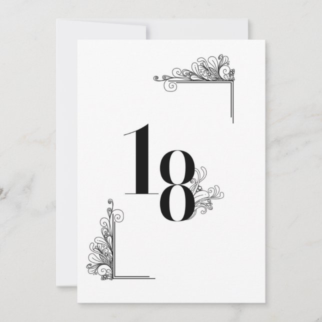 Invitation Romantic Wedding table number card (Devant)