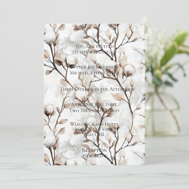 Invitation Romantic White Flowering Tree Wedding (Debout devant)