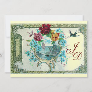 Invitation ROMANTİCA 3 MONOGRAM or papier métallique