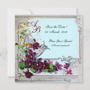 Invitation ROMANTICA  4 MONOGRAMME ,Bleu