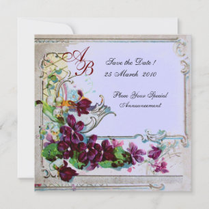 Invitation ROMANTICA 4 MONOGRAMME ,Bleu