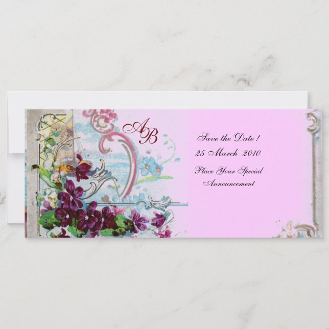 Invitation ROMANTICA  4 MONOGRAMME ,Rose (Devant)