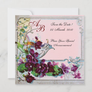 Invitation ROMANTICA  4 MONOGRAMME, Rose