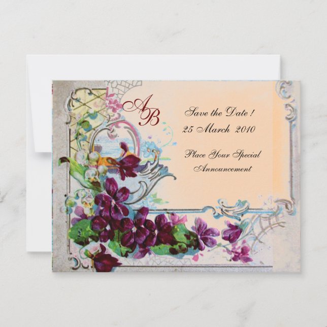 Invitation ROMANTICA  4 MONOGRAMME, Rose (Devant)