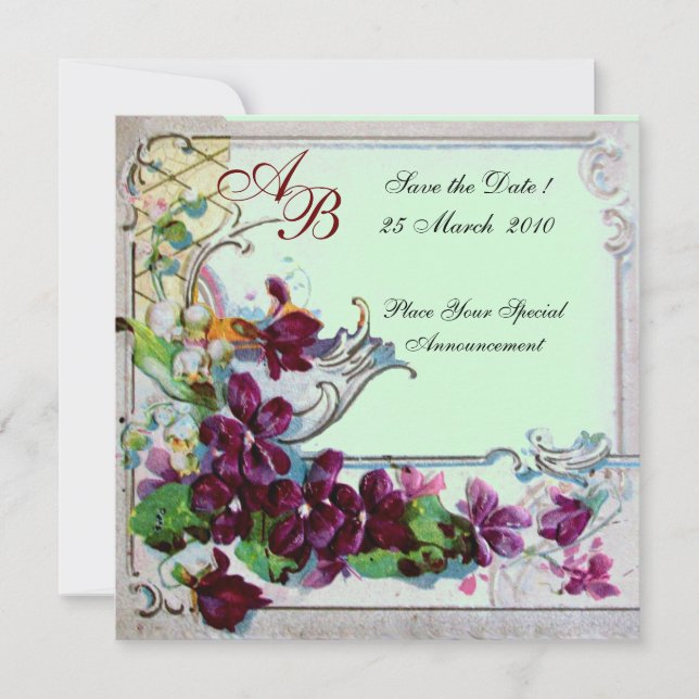 Invitation ROMANTICA  4 MONOGRAMME ,Vert (Devant)