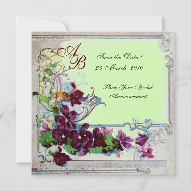 Invitation ROMANTICA 4 MONOGRAMME, Vert (Devant)