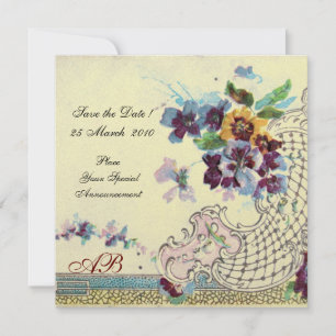 Invitation ROMANTİCA Bleu rose blanc Mariage Floral Monogramm