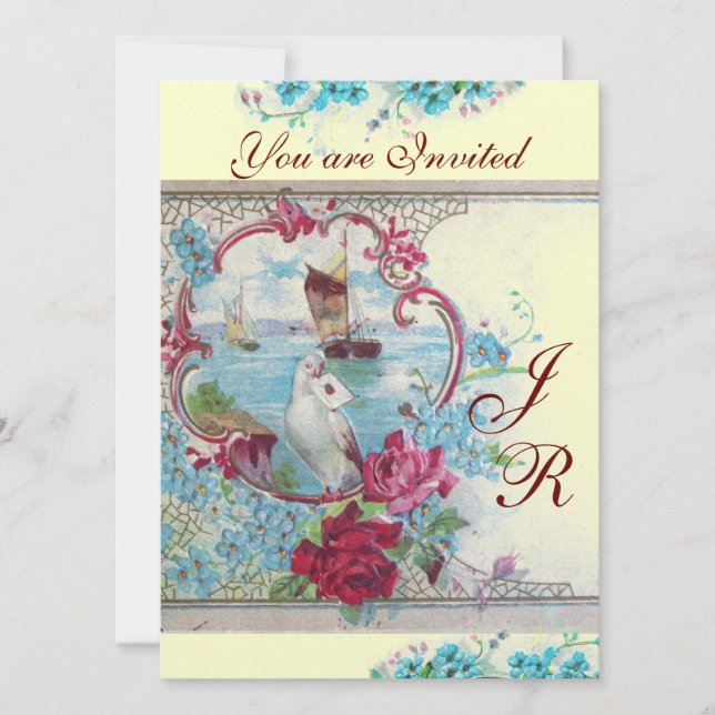 Invitation ROMANTİCA  MONOGRAM Blanc Champagne papier métalli (Devant)