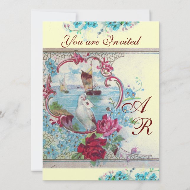 Invitation ROMANTİCA MONOGRAM Champagne Blanc Papier métalliq (Devant)