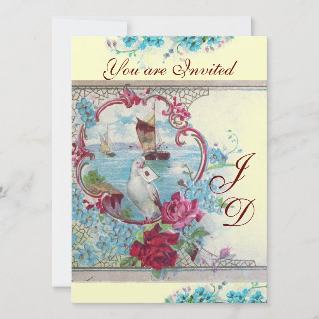 Invitation ROMANTİCA MONOGRAM Champagne Blanc Papier métalliq (Devant)