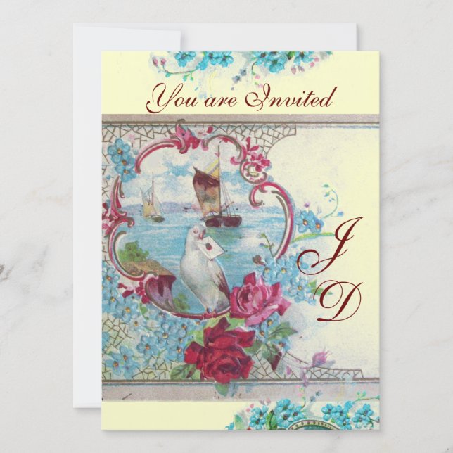 Invitation ROMANTİCA MONOGRAM or papier métallique (Devant)