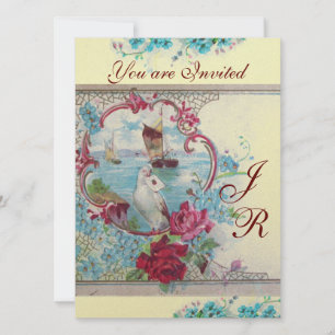 Invitation ROMANTİCA  MONOGRAM Papier métallisé champagne bla