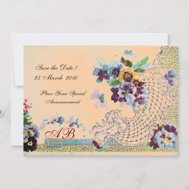 Invitation ROMANTİCA Monogramme de mariage floral orange pêch (Devant)