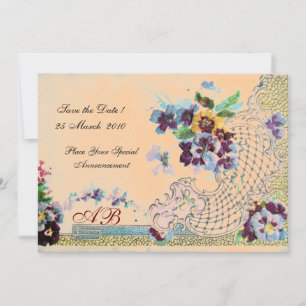 Invitation ROMANTİCA Monogramme de mariage floral orange pêch