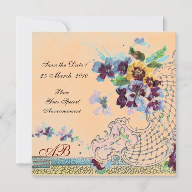 Invitation ROMANTİCA Orange Pêche Floral Mariage Monogramme (Devant)