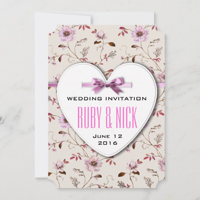 Invitation RomanticCharm Collection vintage de mariages flora (Devant)