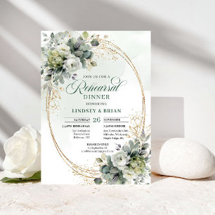 Invitation Romantique ambiance dîner de répétition aquarelle 