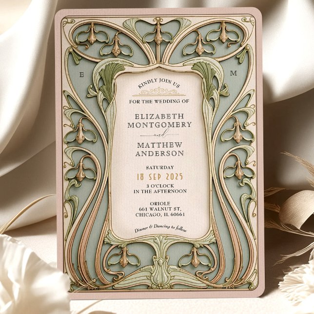Invitation Romantique Art Nouveau Lily Mariage (Créateur téléchargé)