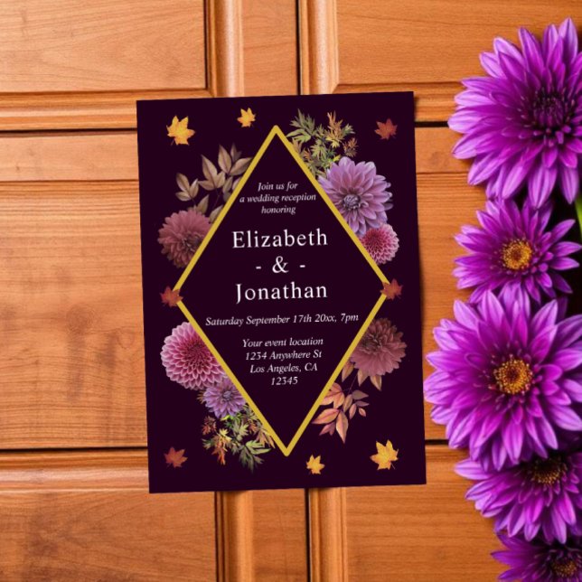 Invitation Romantique Automne Dahlia Réception de mariage (Créateur téléchargé)