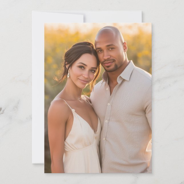 Invitation Romantique Beige Naturel Photo (Devant)