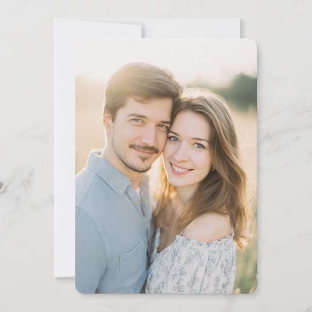 Invitation Romantique Beige Photo Naturelle (Devant)