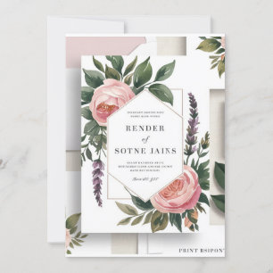 Invitation Romantique Blush rose & verdure Mariage botanique
