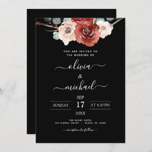 Invitation Romantique Bourgogne Eucalyptus Mariage Fall Invit