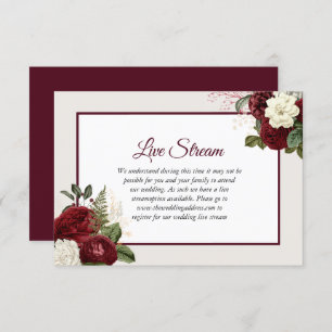 Invitation Romantique Bourgogne Floral Mariage Live Stream
