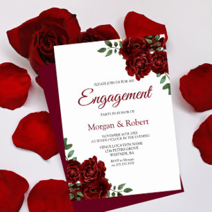 Invitation Romantique Bourgogne Rouge Rose Engagement Invitat