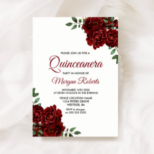 Invitation Romantique Bourgogne Rouge Rose Quinceanera Invita