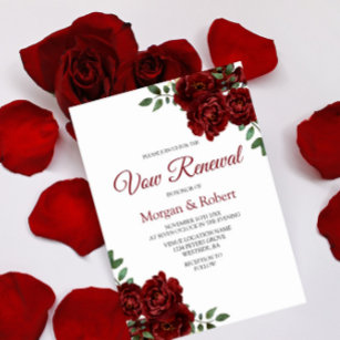 Invitation Romantique Bourgogne Rouge Rose Vow Renouvellement