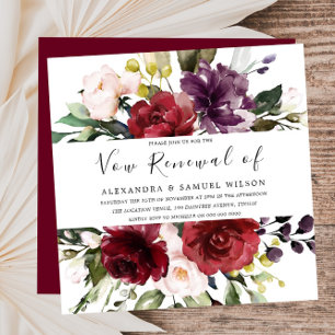 Invitation Romantique Bourgogne Rouge Rose Vow Renouvellement