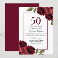 Romantique Bourgogne Rouge Roses 50e fête d'annive
