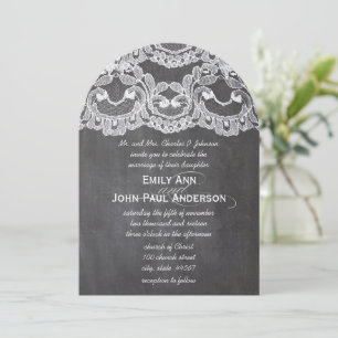 Invitation Romantique Chalkboard et dentelle Mariage élégant