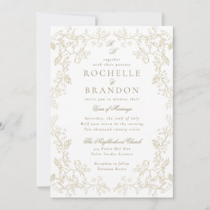 Invitation Romantique Chinoiserie Antique Or Mariage 2