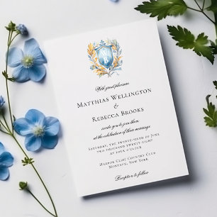 Invitation Romantique Classic Cimier Bleu Mariage Monogramme